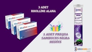 3 Adet Rholline Daily Complex 30 Tablet Alana Prequa Sambucus Nigra 20 Efervesan Hediye
