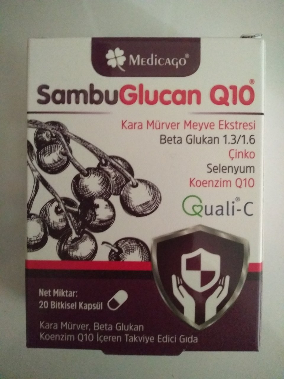 Medicago Sambuglucan Q10 Kara Mürver Ekstresi 20 Kapsül