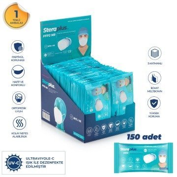 Steraplus FFP2 5 Katmanlı Telli N95 Maske 150 Adet Stand