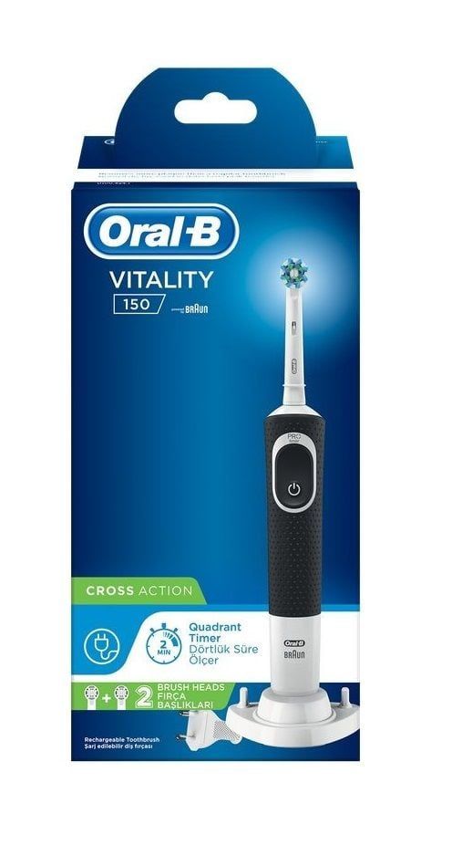 Oral-B Vitality Şarjlı Diş Fırçası Cross Action Siyah Quadrant Timer