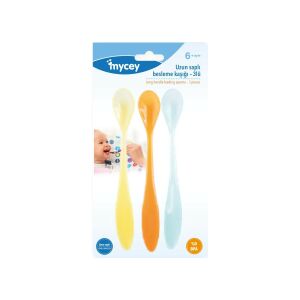 Mycey Uzun Saplı Beslenme Kaşığı 3'lü - Karma Renk