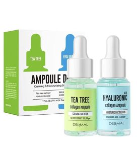 Dermal Sebum Kontrol Serum Set Sıkılaştırıcı Sakinleştirici Nemlendirici Sebum Dengeleyici Çay Ağacı & Hyaluronic Asit 17 ml - 2'li
