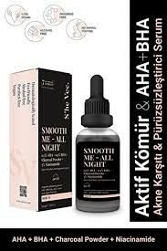 She Vec Smooth Me All Night Aktif Kömür İçeren Matlaştırıcı ve Cilt Kusur Görünümünü Azaltıcı Siyah Serum 30 ml